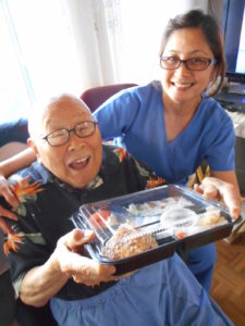 Fred Hoshiyama and caretaker, Mary