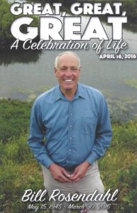 Celebration of Life program cover for Bill Rosendahl at Mar Vista Park